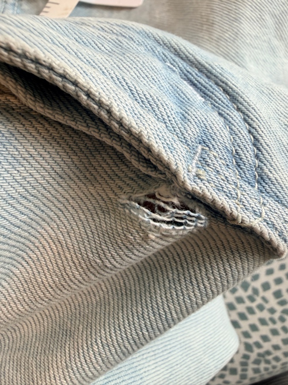 Free People | Pale Blue Raw-Hem Denim Mini‎ Skirt *FLAW* - Picture 5 of 14